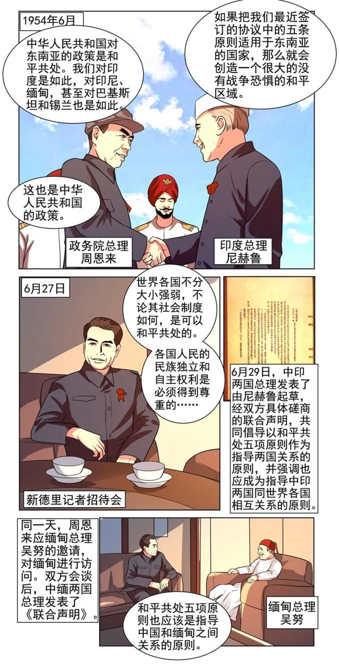 四史讲堂⑧漫画新中国史和平共处五项原则