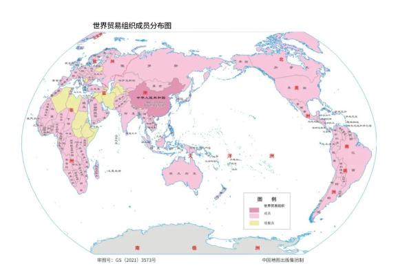 世界贸易组织成员分布图地图上的党史53