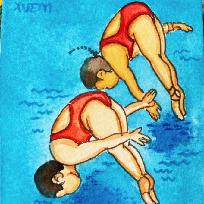 重温丨西安美术老师手绘中国38个奥运夺冠时刻