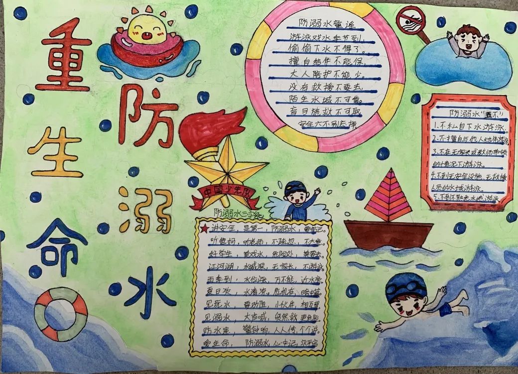 快来围观长沙市中小学生防溺水手抄报作品展示开始啦第四期