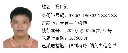 曝光台宁海法院曝光最新一批失信被执行人名单最高欠款130万元