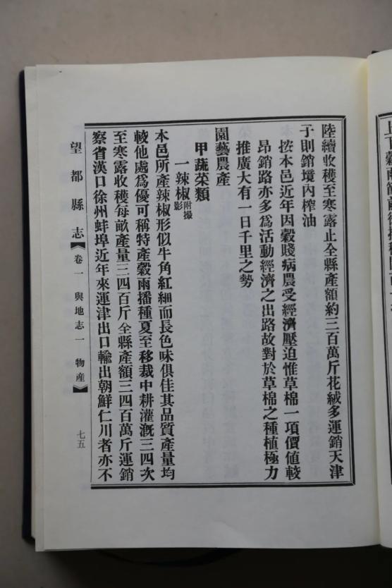 望都县志有关辣椒记载资料 望都县档案馆