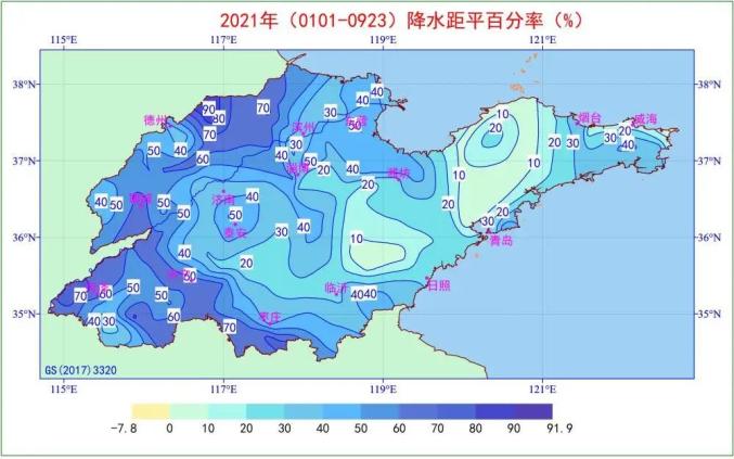 今年以来山东降水较常年偏多近四成,降水天数多近十天