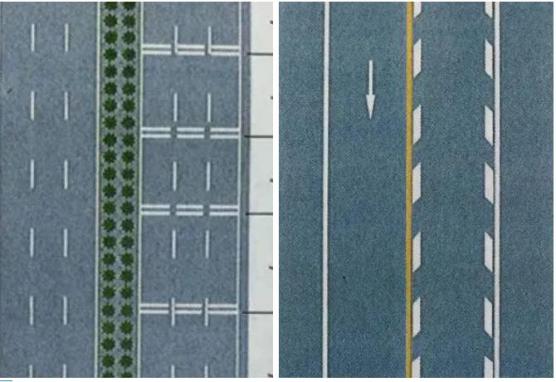 减速标线可以给机动车驾驶人以车道变窄的视觉效果和强烈的视觉冲击