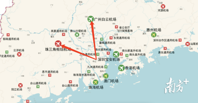 《广东省民用机场"十四五"规划示意图》(局部)