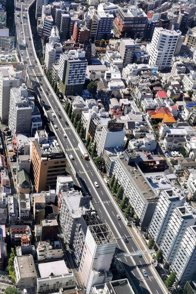 △从空中俯瞰,东京是一个典型的"住宅城市".