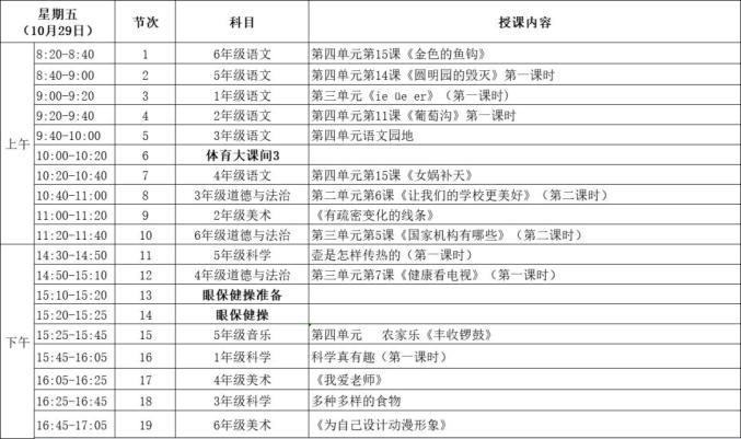 10月25日宁夏空中课堂恢复播出附课程安排表