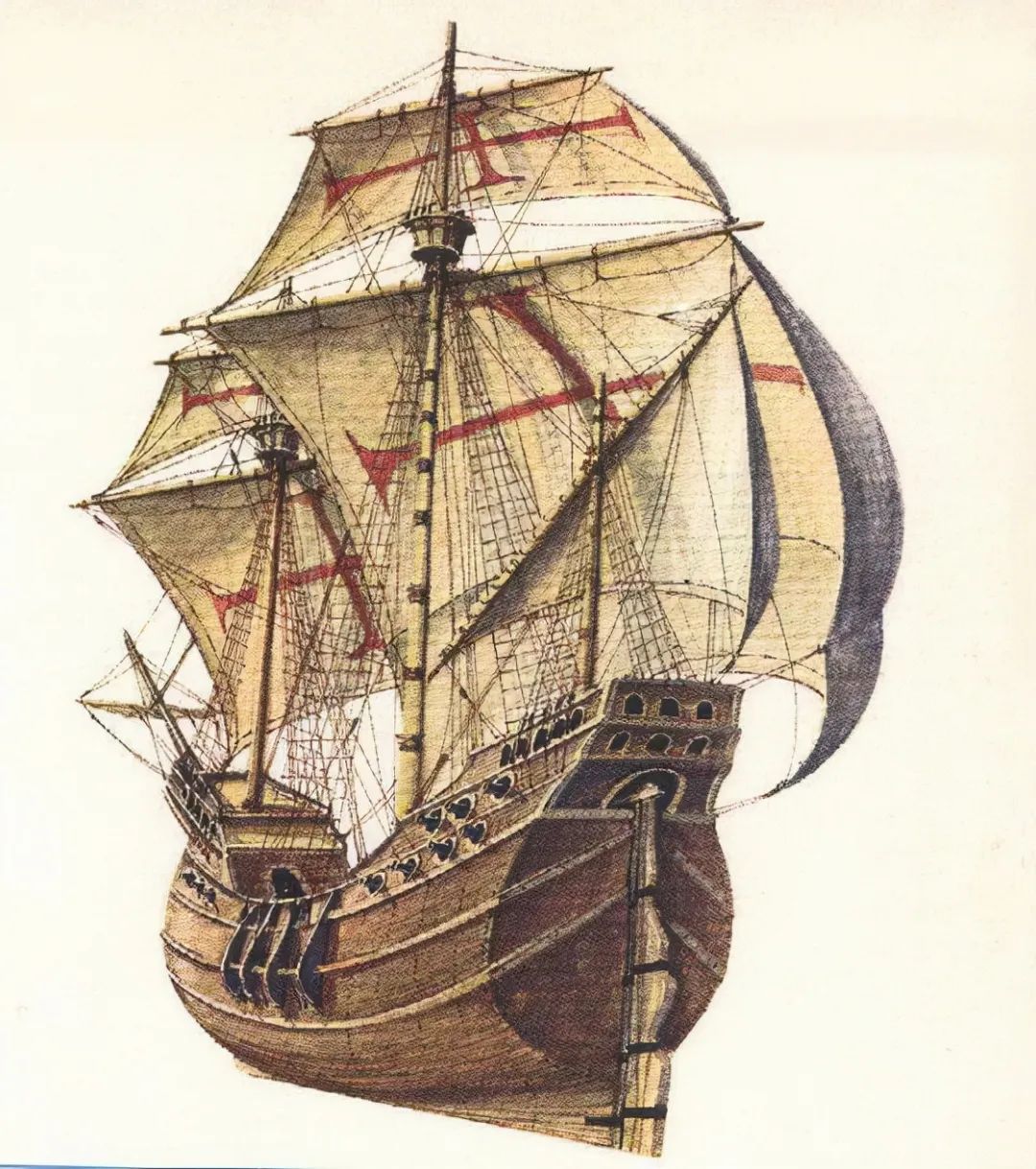 葡萄牙人的卡拉克大帆船不过,海军相较于其他兵种的最大区别,就是无法