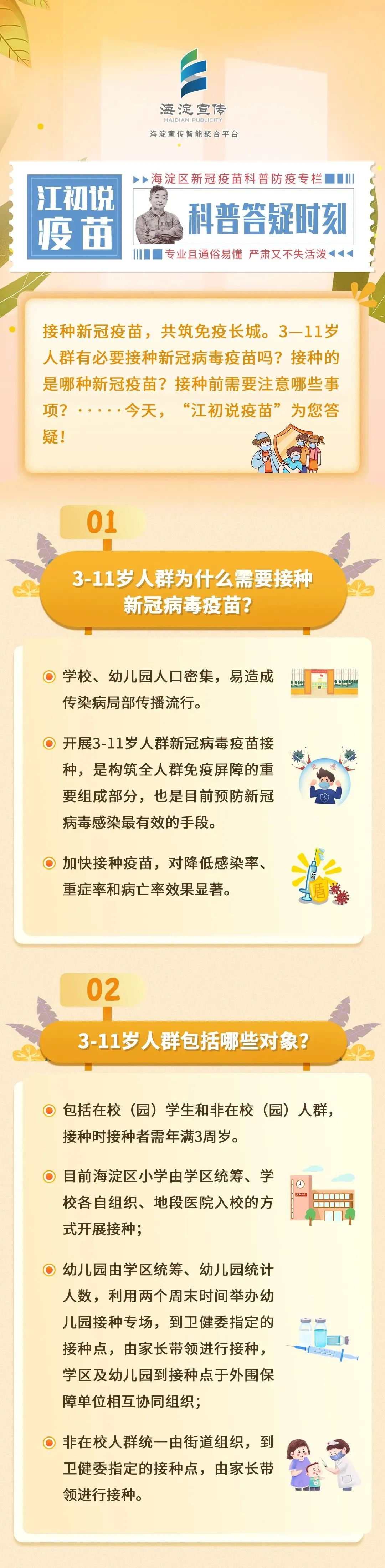 海淀家长3岁到11岁新冠疫苗接种有疑问江初说疫苗为您答疑
