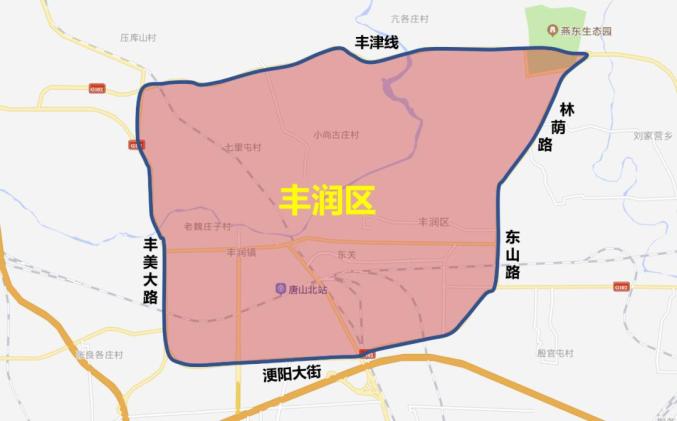 区域),以及丰润区城区,玉田县城区,迁西县城区,遵化市城区,迁安市城区