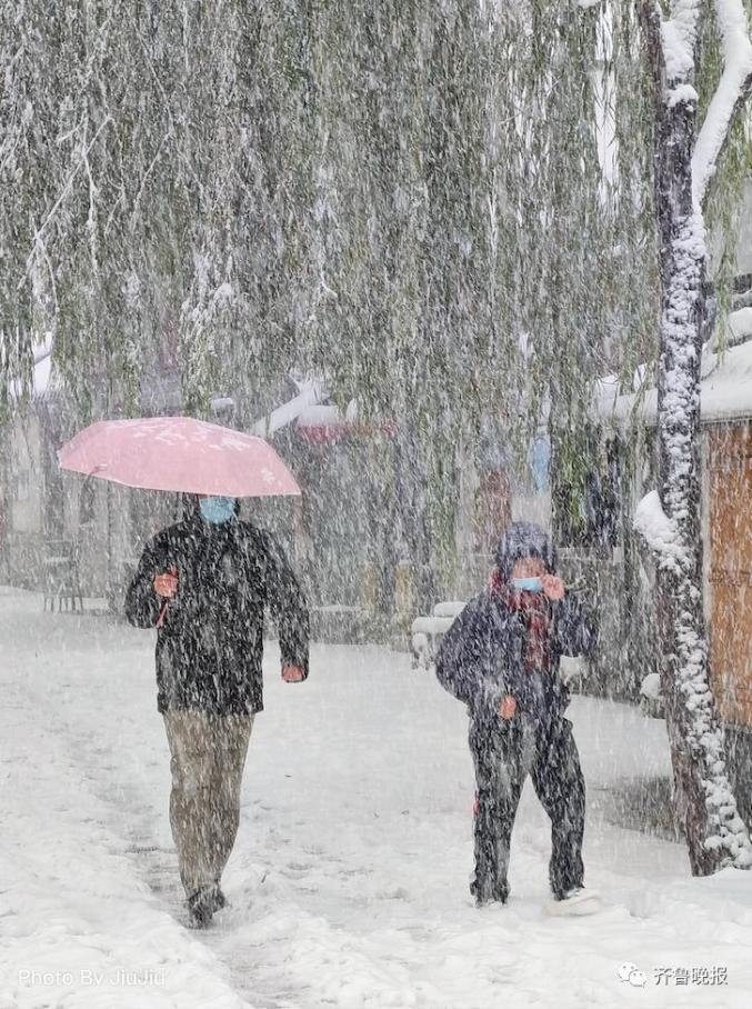 在济南 虽然漫天鹅毛大雪 仍挡不住大家出来赏雪的热情