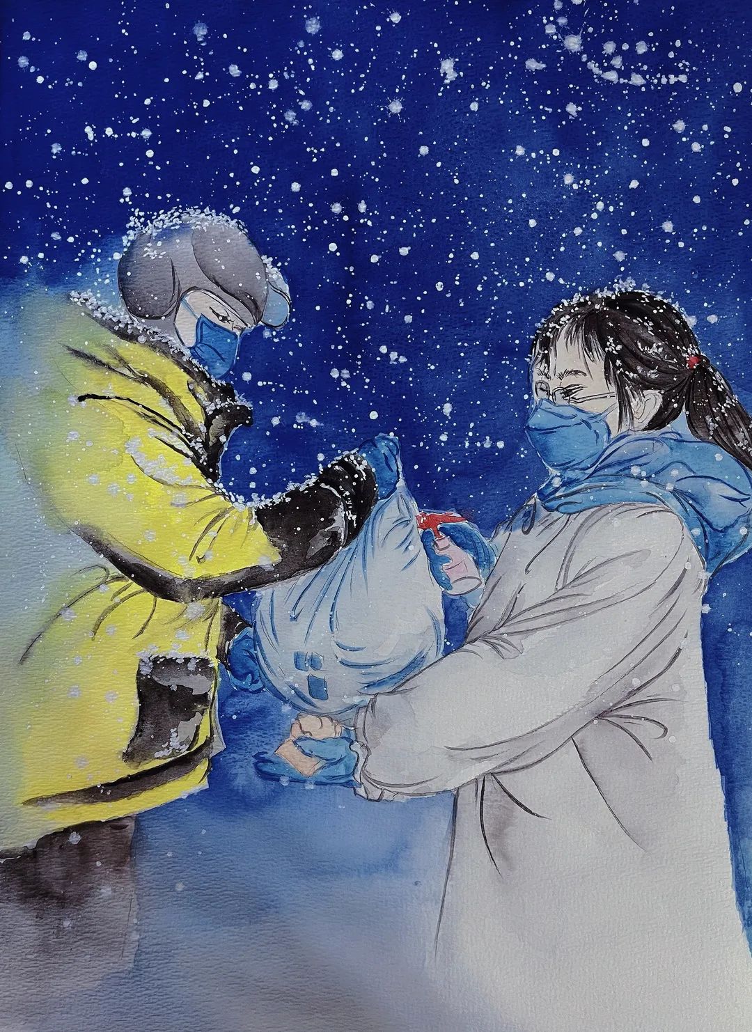 《疫情有距 温暖无距》水彩作者简介张健,甘肃省文化馆美术书法摄影部