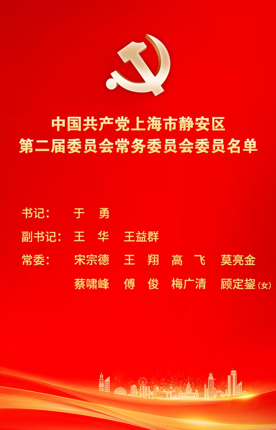 中国共产党上海市静安区第二届委员会委员候补委员常务委员会委员和