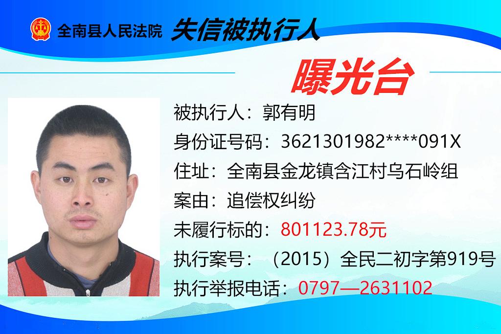 请向全南县人民法院举报,举报电话:0797-2632110,以下名单信息截止