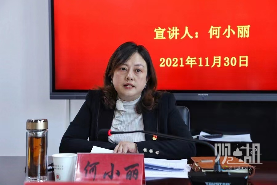 何小丽向区宣传文化系统干部职工宣讲党的十九届六中全会精神