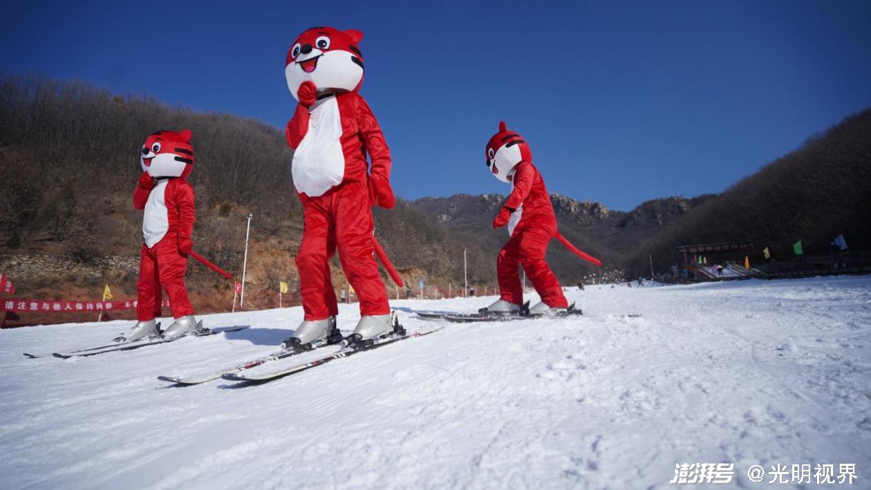 冰天雪地里的别样祝福河南大鸿寨群虎滑雪迎冬奥庆新年