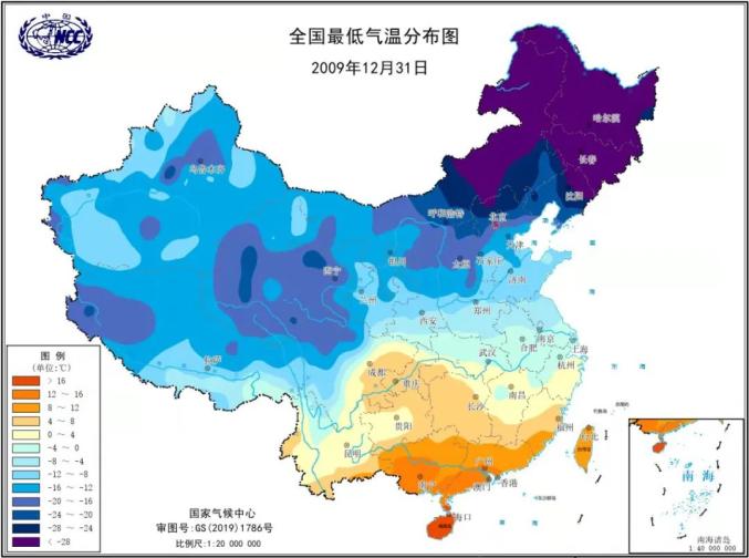 根据 2009 年 12 月 31 日那次强冷空气最低气温的空间分布图来分析