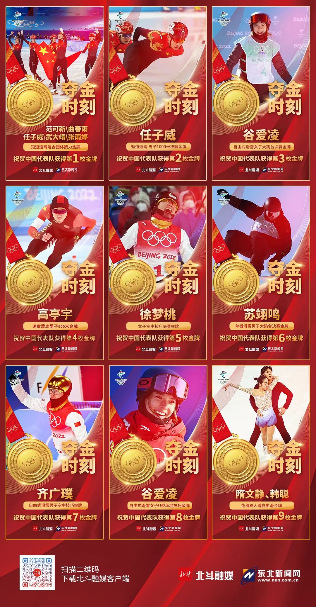 金牌九宫格刷屏朋友圈从昨晚开始历史最佳战绩创造了参加冬奥会以来的