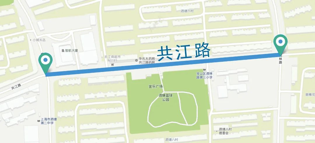 实施路段为爱辉路至虎林路共江路9实施路段为宝山路至宝川路宝源路8