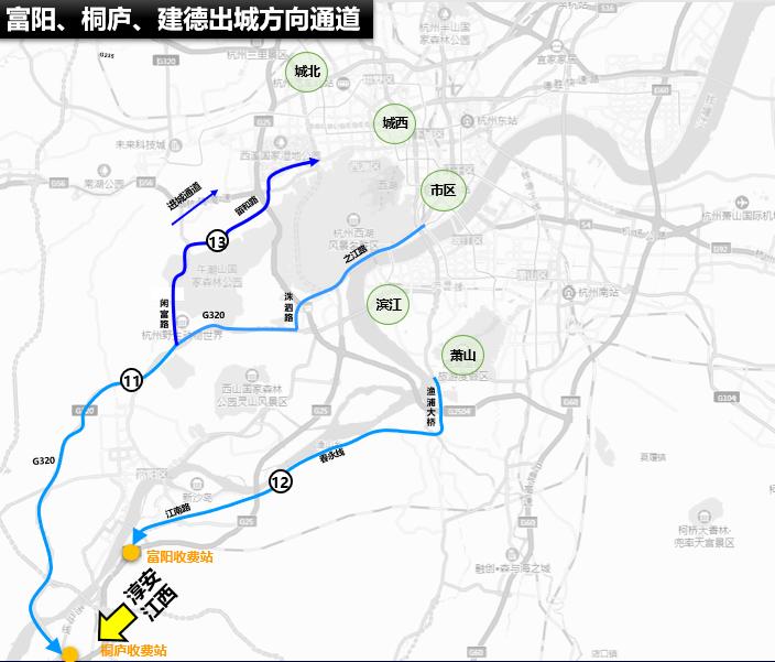 往富阳,桐庐,建德方向出城通道(10)文一西路-天目山西