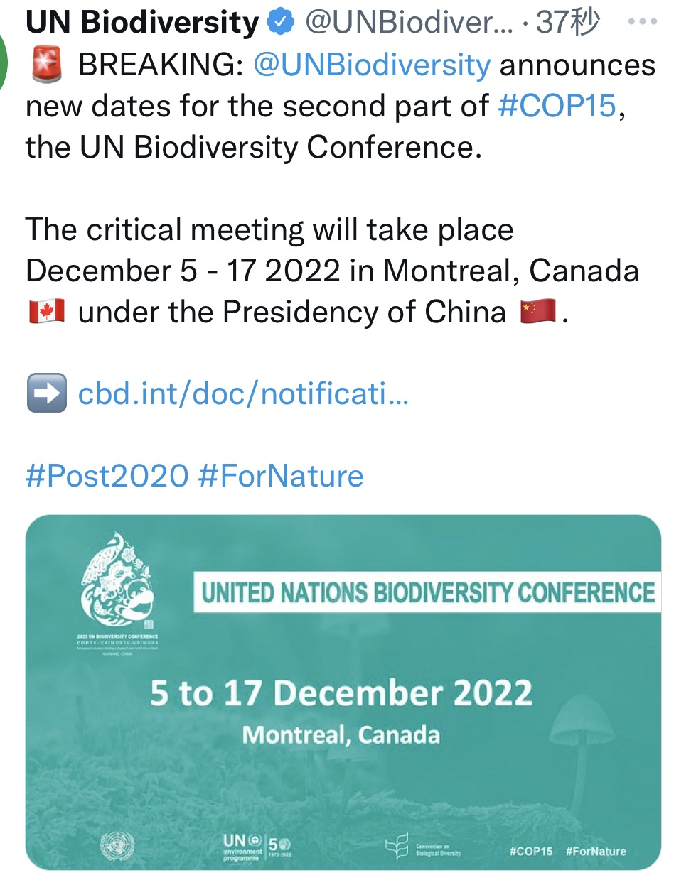 中国将资助最不发达国家和小岛屿发展中国家前往参会cbdcop15第二阶段