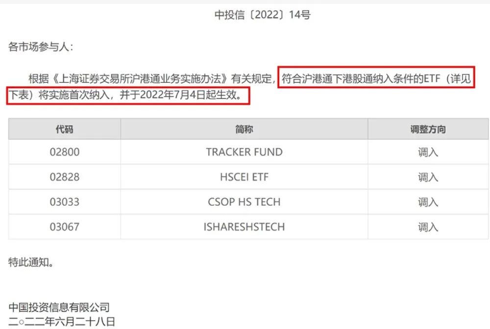 港交所则发布了北向合资格etf初始名单:这意味着,下周一内地和香港