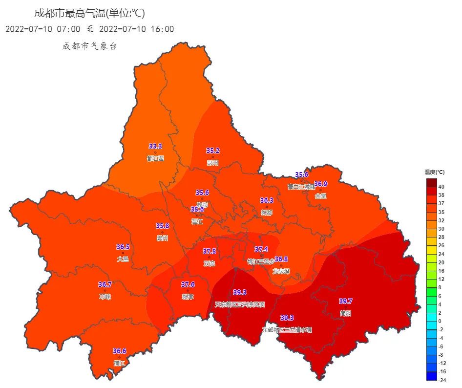 2022年7月10日19时00分发布短时临近天气预报:目前我市邛崃市,蒲江县