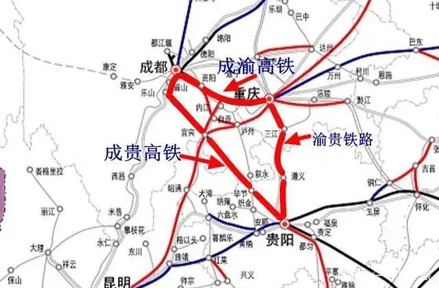 经成渝高铁,成贵高铁和渝贵铁路,沿途停靠重庆,永川,内江,成都,眉山