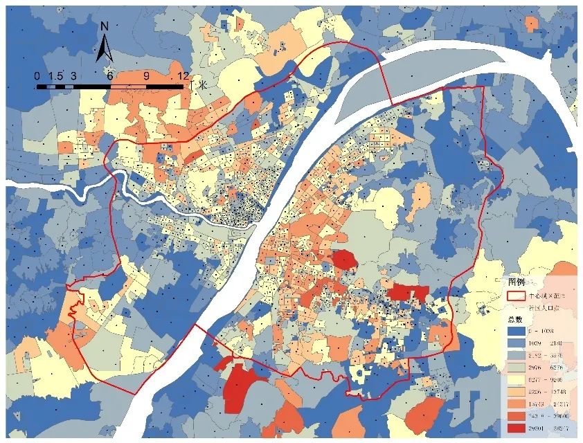 图1-a 武汉市主城区各社区人口分布
