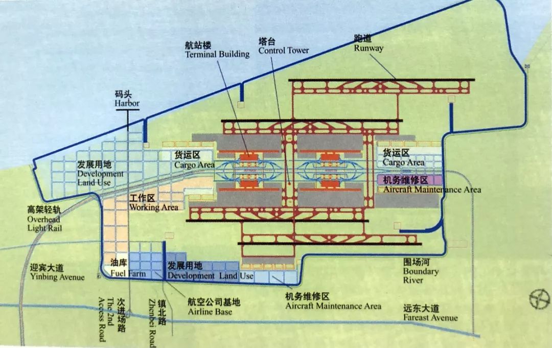 浦东国际机场规划设计平面图(1997年)