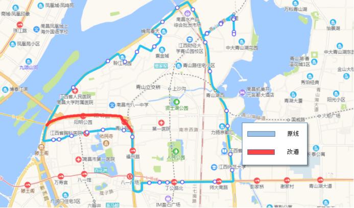 提醒5月3日起南昌13条公交线路调整