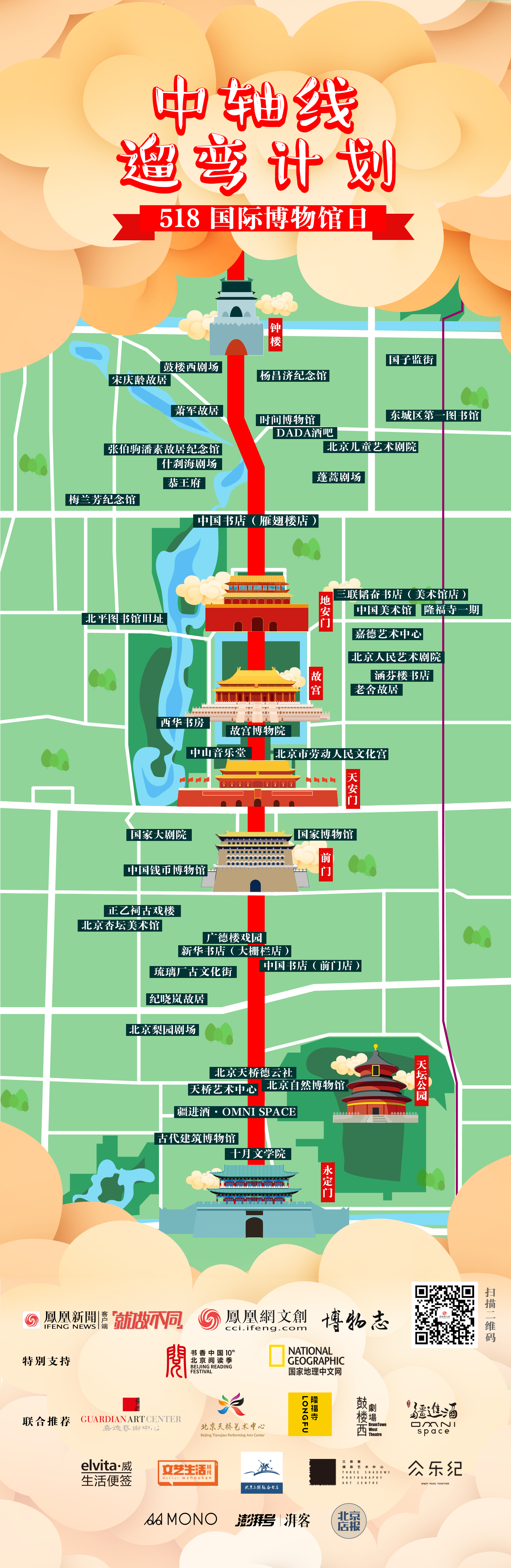 推出京城文创地图——"中轴线遛弯计划",以北京中轴线作为线索,探寻中