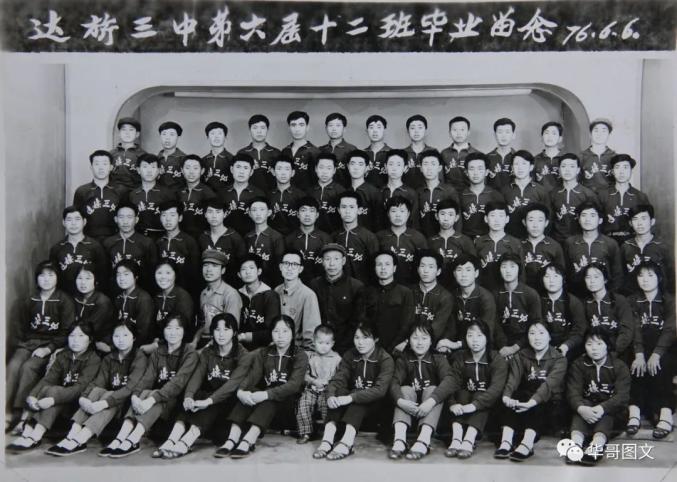 1976年6月6日,闫老(二排左八)与达三中第六届十二班师生留念.