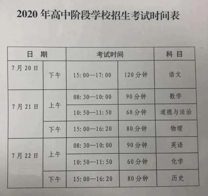 2020年佛山中高考考试时间定了!(最新发布)
