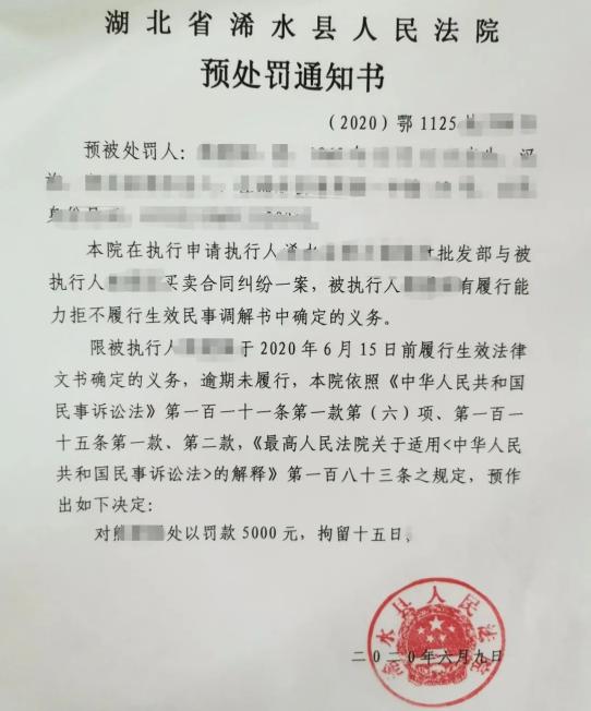 执行动态善意文明执行浠水法院发出首份预处罚通知书