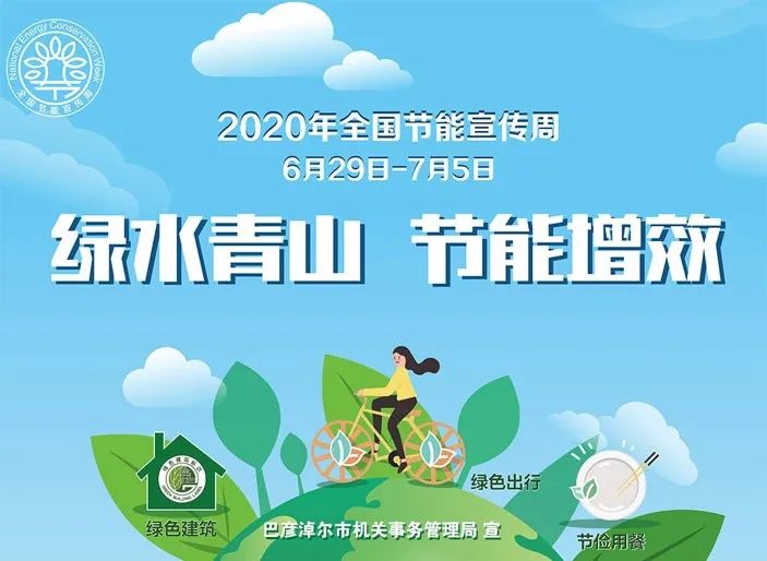 2020年巴彦淖尔市公共机构节能宣传周和低碳日宣传海报