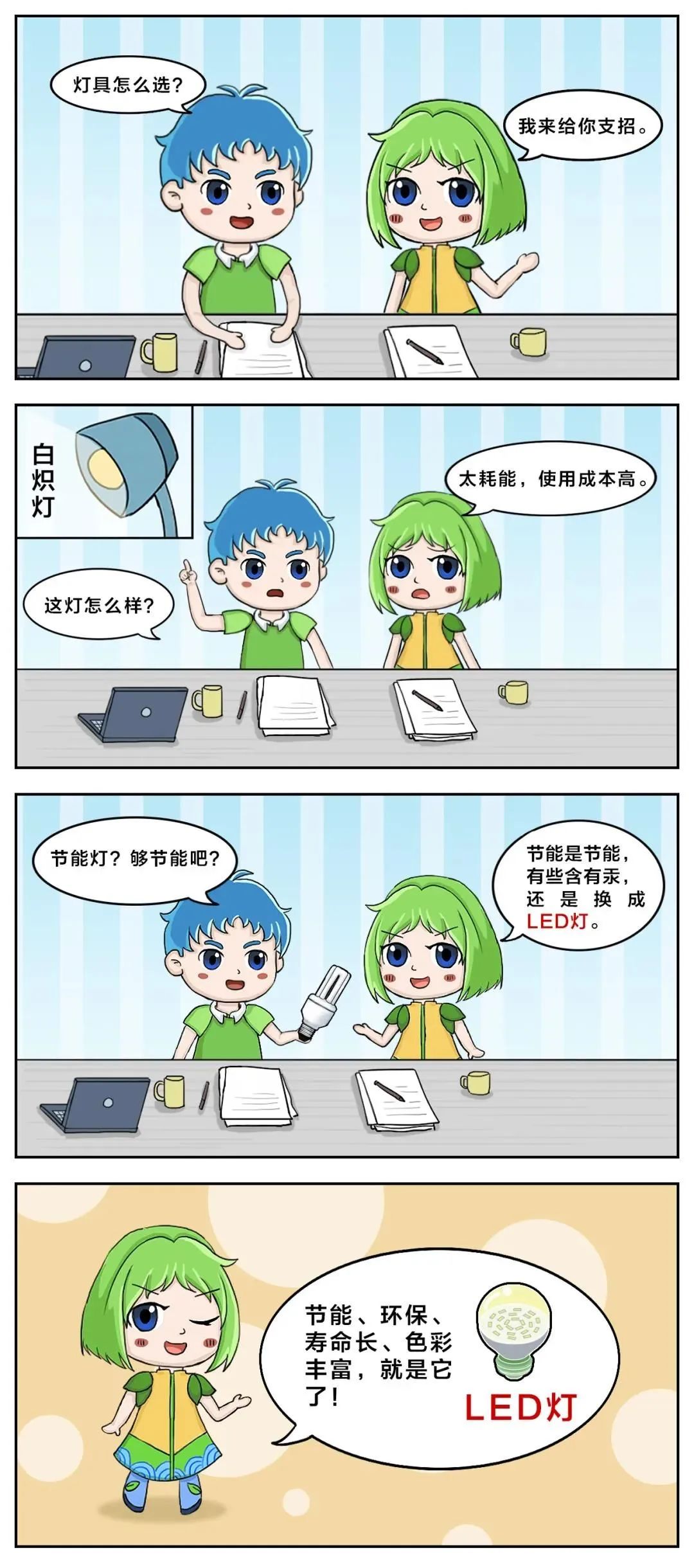 节能我们如何做四格漫画带你了解节能日常