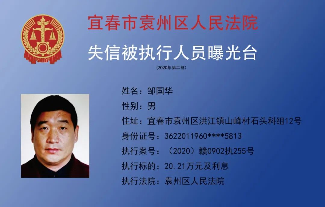 曝光|袁法失信被执行人名单(第二期)
