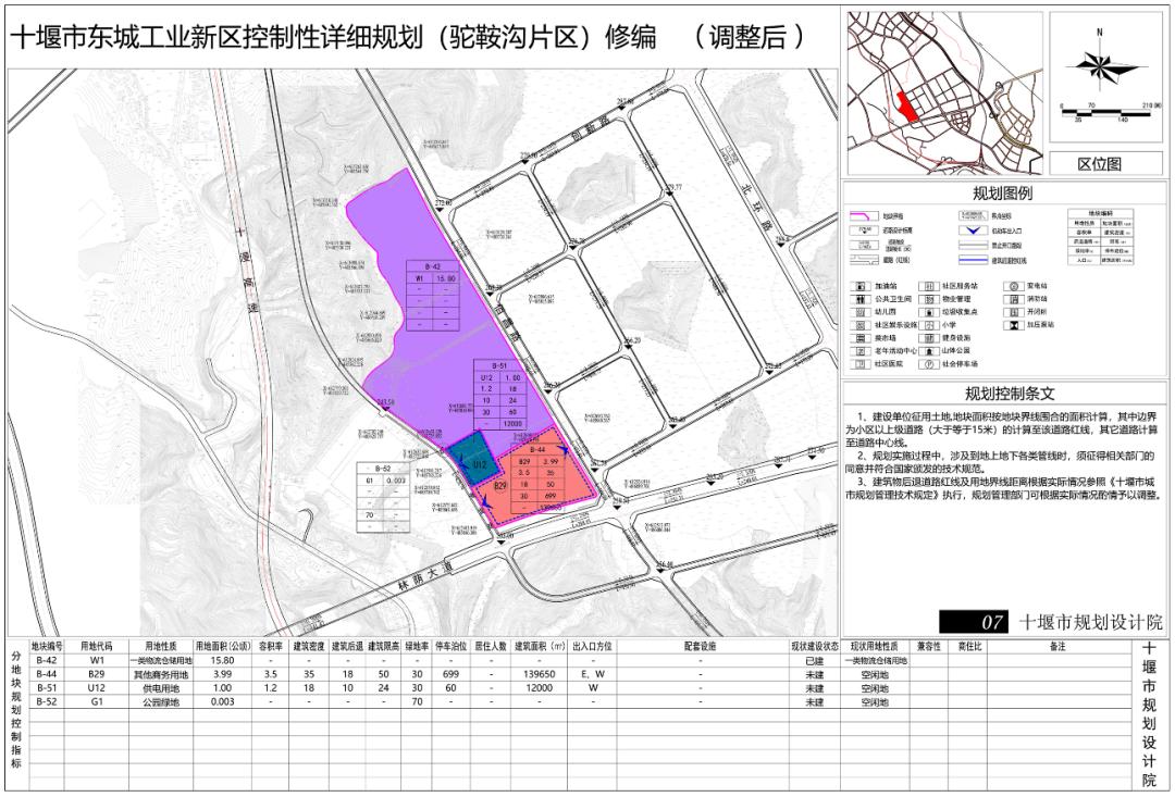 现拟对《十堰市东城工业新区(驼鞍沟片区)控制性详细规划修编》中b