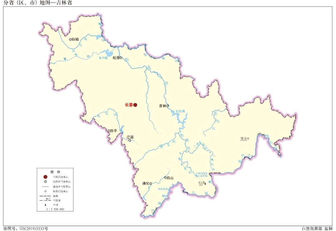中国分省地图—吉林省 1:350万