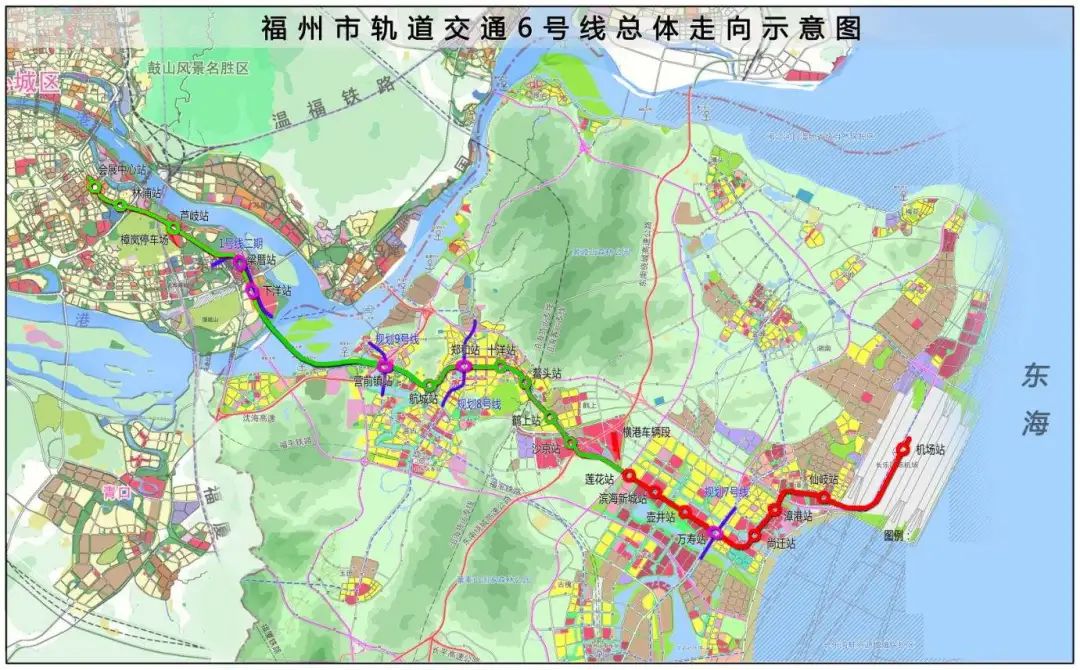 根据规划,地铁2号线东延线一期工程由鼓山站站后区间向马尾延伸,终点