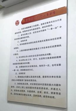 此行针对妇女议事会"组织阵地,制度保障,队伍建设,活动开展,台账资料"