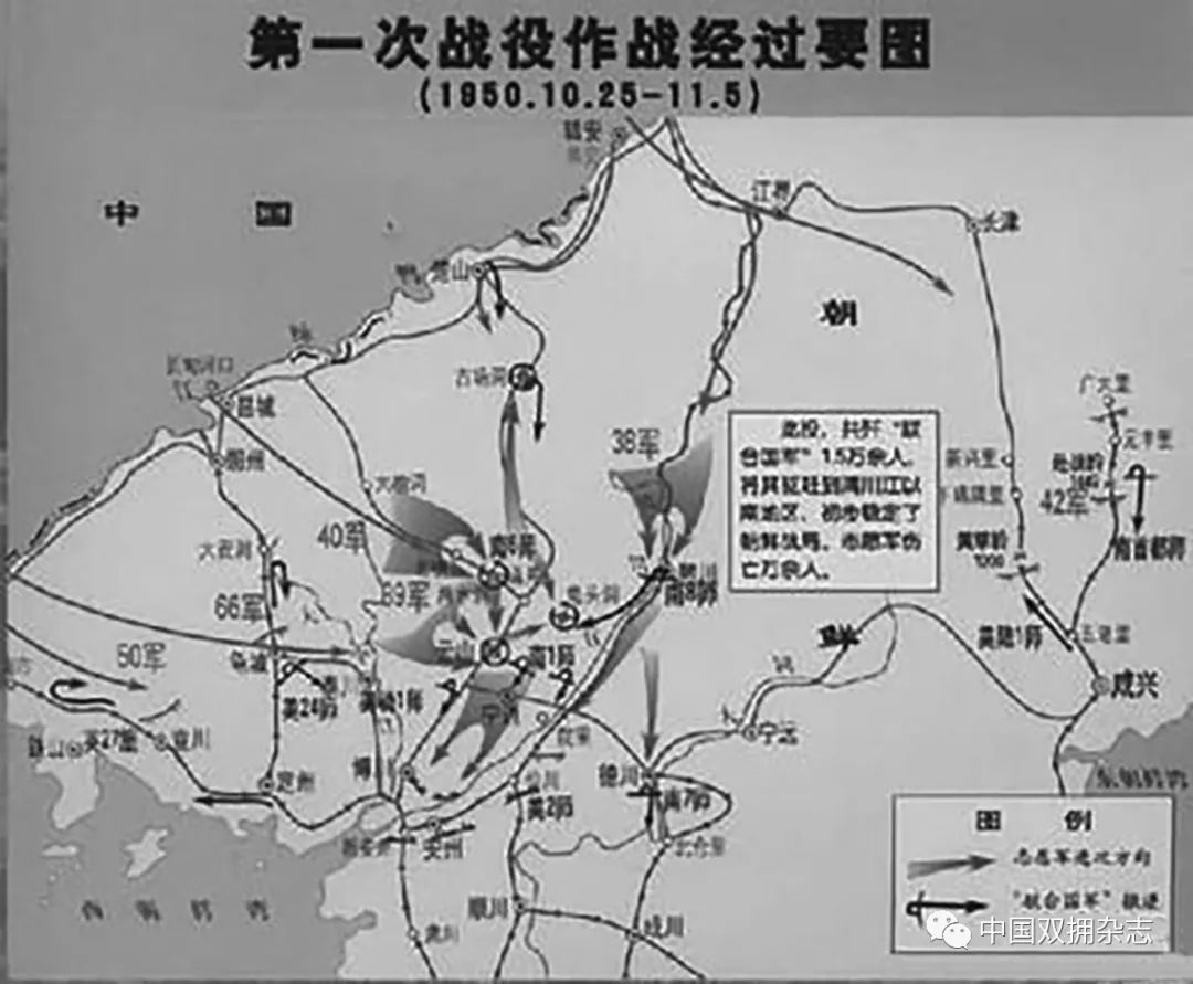 抗美援朝战争第一次战役经过要图 原标题:《跨过鸭绿江的第一战》