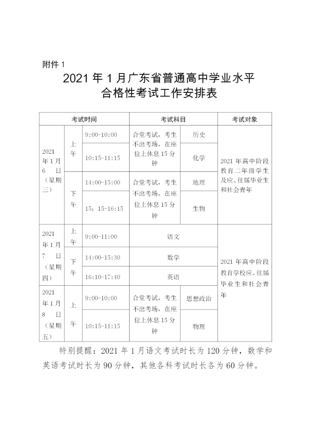 广东省2021年普通高中学业水平合格性考试时间确定(最新发布)