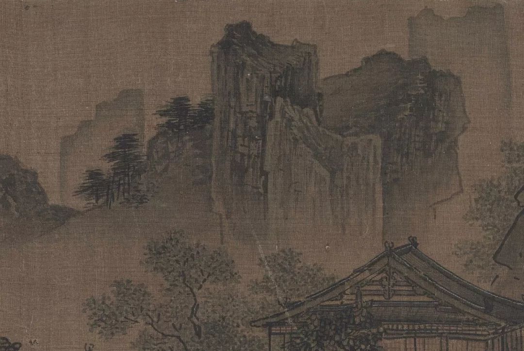 远处树木遮天蔽日在春景中描绘出西湖一带士大夫阶层的庭院风光刘松年