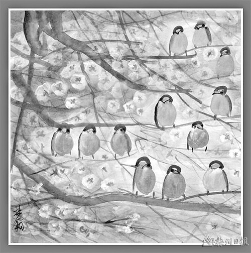 林风眠《樱花小鸟》