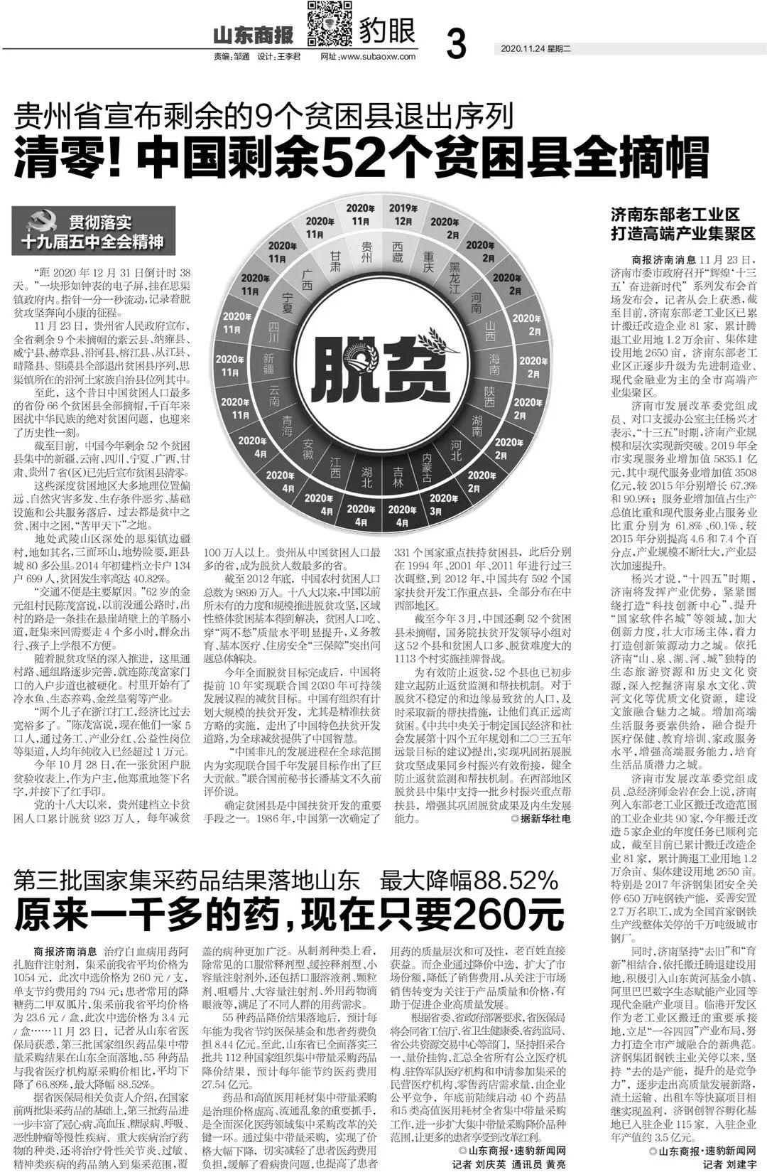 我国832个贫困县全摘帽山东商报微悦览20201124