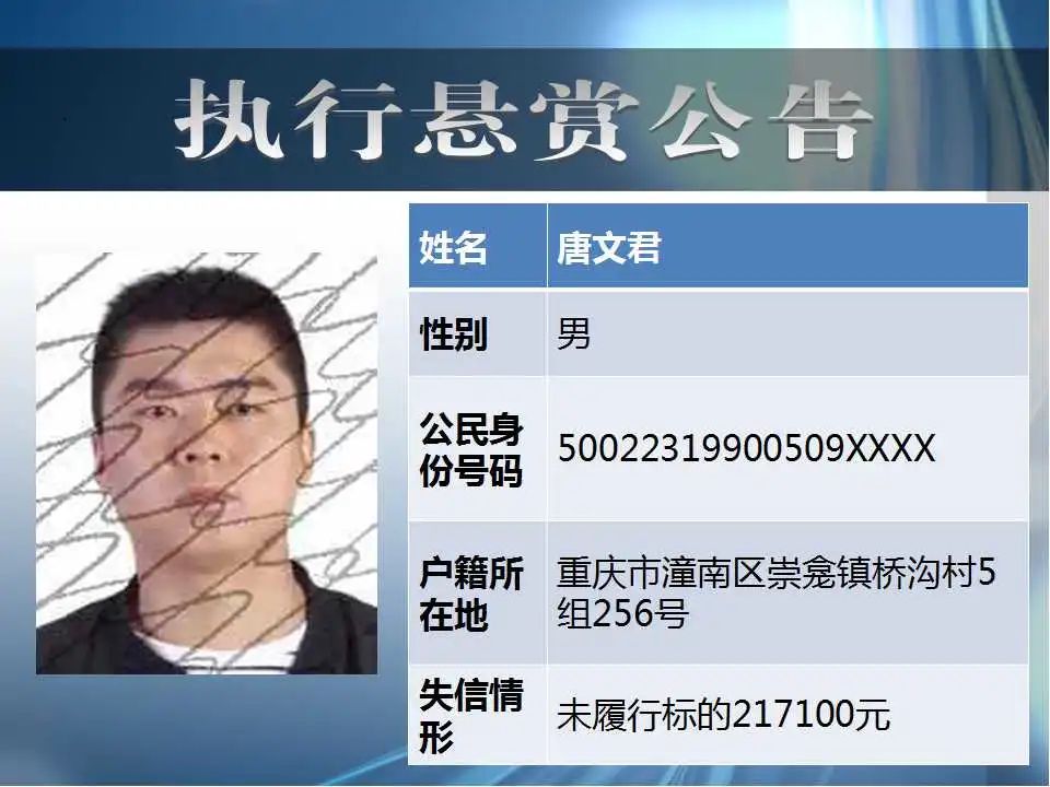 潼南法院执行悬赏公告举报他们可得奖金