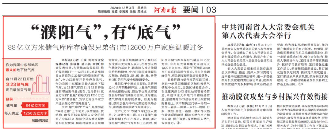 88亿立方米库存 濮阳气 有 底气