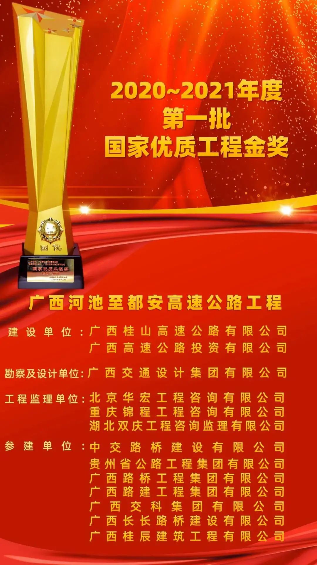 金奖！金奖！广西北投集团荣获国家优质工程金奖